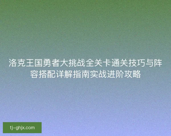 洛克王国勇者大挑战全关卡通关技巧与阵容搭配详解指南实战进阶攻略