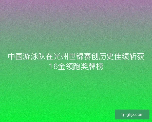 中国游泳队在光州世锦赛创历史佳绩斩获16金领跑奖牌榜